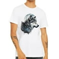 thumbnail image 1 of Wolf Face Short Sleeve T-Shirt - Moon T-Shirt - Animal Design Short Sleeve Tee, 1 of 5