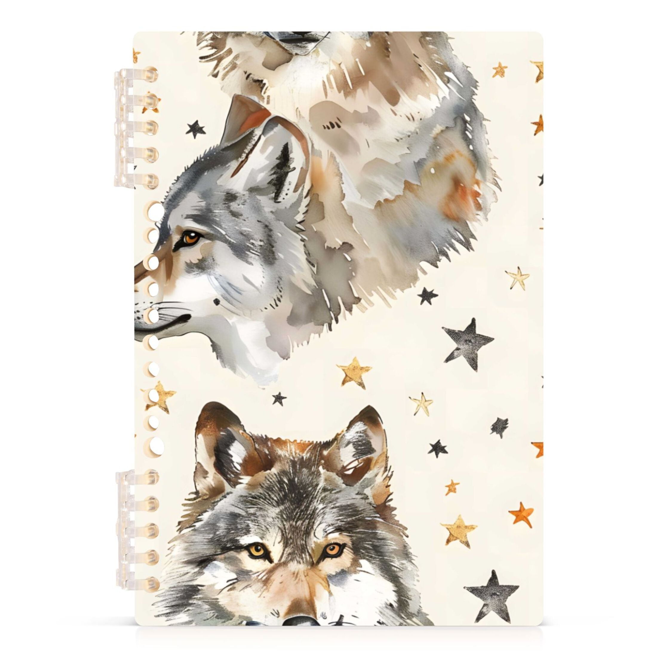 Wolf Face Stars Ring Binder Notebook Journey Note Diary College Ruled ...