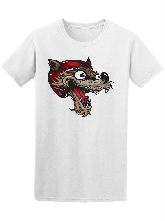 Wolf Face Wearing Vintage Helmet Tee Men's -Image by Shutterstock