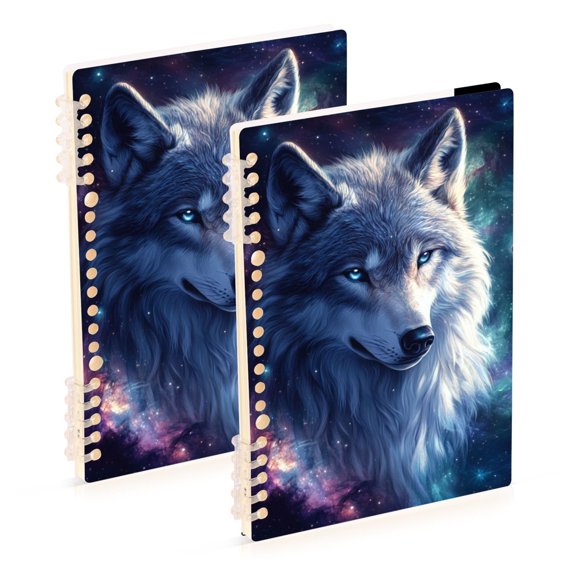 Wolf Face in Nebula Notebook Detachable Coil Notebook Diary Plan Book A5 Size 60 Pages 1 Pack