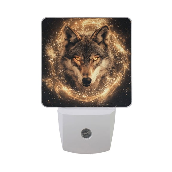 Wolf Face with Shining Stars LED Night Light with Smart Sensor Plug Into Wall Dusk to Dawn 2 packs