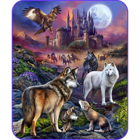Wolf Fantasy 50" x 60" Plush Throw Blanket