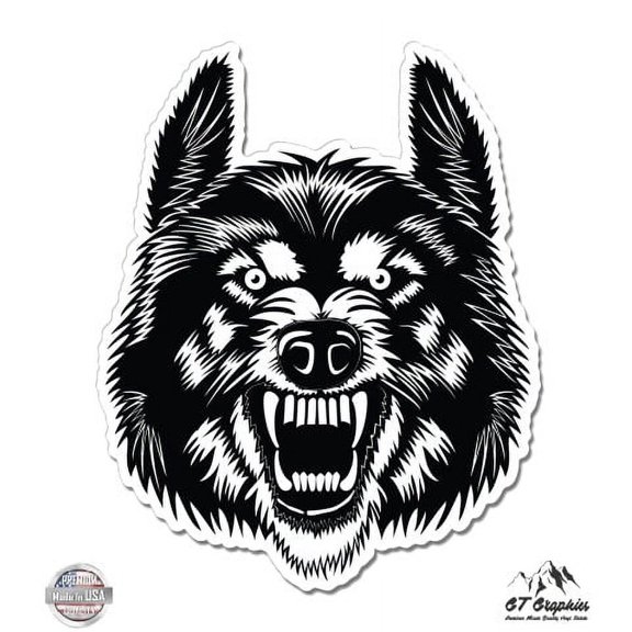 Wolf Fierce Styling - 3" Vinyl Sticker - For Car Laptop I-Pad Phone Helmet Hard Hat - Waterproof Decal