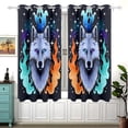 thumbnail image 1 of Wolf Fire Ghost Curtains Black Out Curtains for Sliding Glass Doors Bedroom Living Room Bathroom 2 Panels Set, 1 of 5