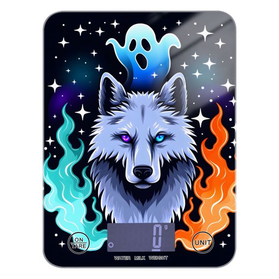 Wolf Fire Ghost Food Scale Digital Kitchen Scale Waterproof Tempered Glass Tare Function 11 lb for Baking Cooking Meal Prep