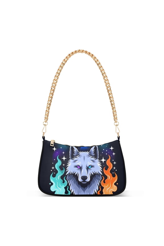 Wolf Fire GhostWomen Small Shoulder Bag Crossbody Tote Hobo Bags Purse Clutch Handbags with Chain Strap for Women