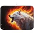 thumbnail image 1 of Wolf Fire Print Dish Drying Mat for Kitchen Counter, Ultra Absorbent Reversible Microfiber Dishes Drying Rack Pad Heat-resistant Mats 16x18in Home Decor, 1 of 7
