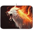 thumbnail image 1 of Wolf Fire Print Dish Drying Mat for Kitchen Counter, Ultra Absorbent Reversible Microfiber Dishes Drying Rack Pad Heat-resistant Mats 16x18in, 1 of 7