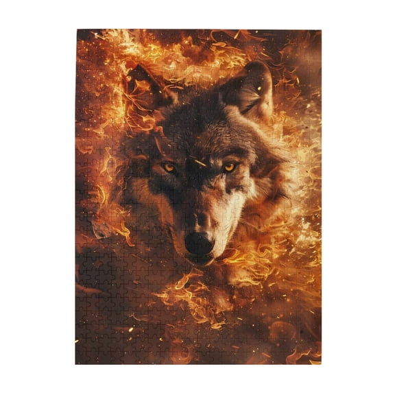 Wolf Flames Power Spirit Embers 1000-Piece Wooden Jigsaw Puzzle for Adults, Fun & Challenging Family Game, Stylish Wall Decor & Holiday Gift