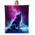 thumbnail image 1 of Wolf Fleece Blanket,Polar Lights Sherpa Blanket Howling Wolves Throw Blanket Teens Room Decor Throw 50"X60",Outer Space Safari Wildlife Animals Plush Bed Blanket, 1 of 6
