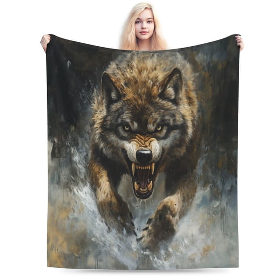 Wolf Fleece Blanket - Soft Plush, Cozy Throw for Kids and Adults - Throw Blanket with Pack of Wolves Over Forest Print, Ideal for Beds, Couches, and Travel 50x40