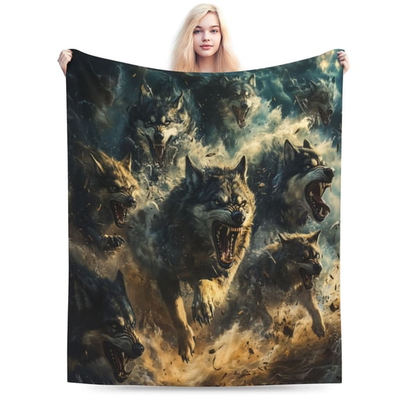 Wolf Fleece Blanket - Soft Plush, Cozy Throw for Kids and Adults - Throw Blanket with Pack of Wolves Over Forest Print, Ideal for Beds, Couches, and Travel 50x40