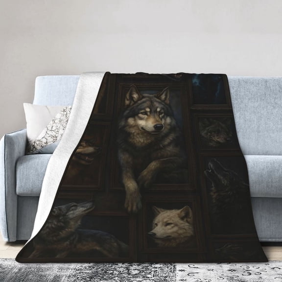 Wolf Fleece Blanket - Soft Plush, Cozy Throw for Kids and Adults - Throw Blanket with Pack of Wolves Over Forest Print, Ideal for Beds, Couches, and Travel 80x60