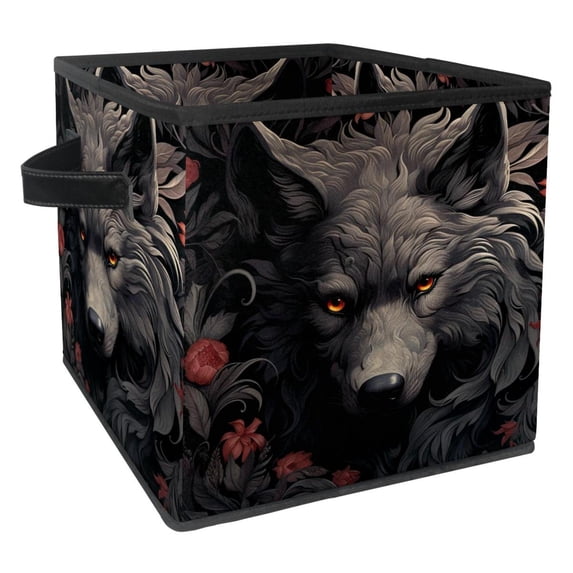 Wolf Foldable Cube Organizer with Handle, 10.8"x10.5"x10.6", Large Capacity Storage Box and Organizer Bins