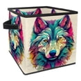 thumbnail image 1 of Wolf Foldable Toy Box Storage Cubes Storage Basket with Handle, 10.8"x10.5"x10.6", Large Capacity, 1 of 6