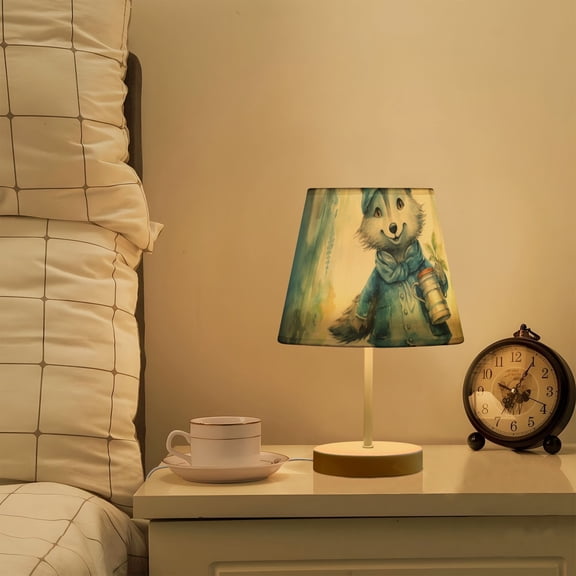 Wolf Forest Flowers LED Desk Lamp Table Lamp USB Bedside Nightstand Small Lamp for Bedroom Living Room Kids Room