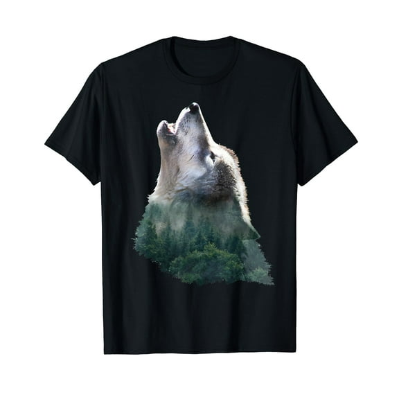 Wolf Forest Howling Nature Mountain Hunting Animal Gift T-Shirt
