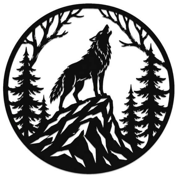 Wolf Forest Metal Wall Art WallArt Decor Metal Outdoor Decor Metal Signs Rustic Modern Artwork Wall Sculpture Hanging Plaque Panel Stunning Home Decor for Living Room Bedroom Office