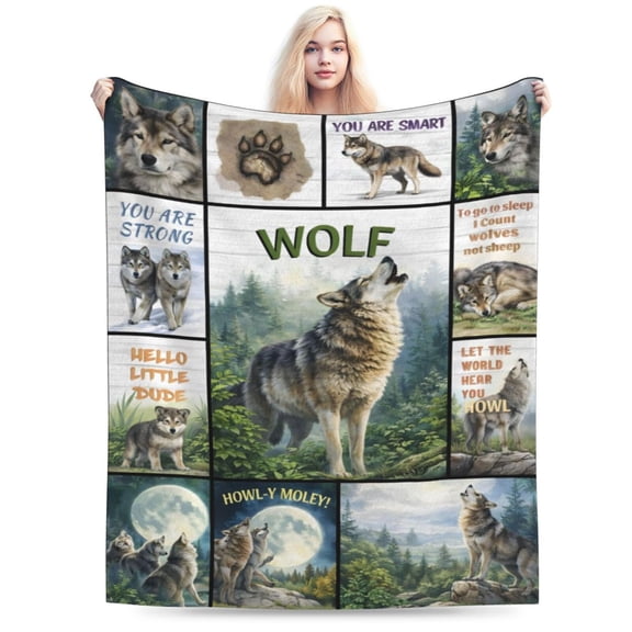 Wolf Forest Wildlife Blanket Howling Wolf Art Wolf Lover Gift Soft Cozy Throw Blanket for Couch Bed Christmas Birthday Fathers Day Gift 50x40
