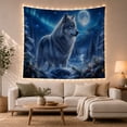 thumbnail image 1 of Wolf Under Full Moon & Aurora in Snowy Forest, Mystical Digital Art for Wildlife Lovers, Nature Illustration Decor, Christmas Gift, Tapestry Wall Hanging for Bedroom and Living Room, 1 of 7