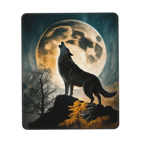 Wolf Full Moon Howling Gaming Mouse Pad 10 x 12 inch Rectangle Computer Mousepad Mat Non-Slip Rubber Base for Office Laptop PC