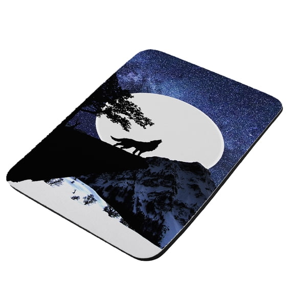 Wolf Full Moon Stars - KuzmarK Mousepad / Hot Pad / Trivet