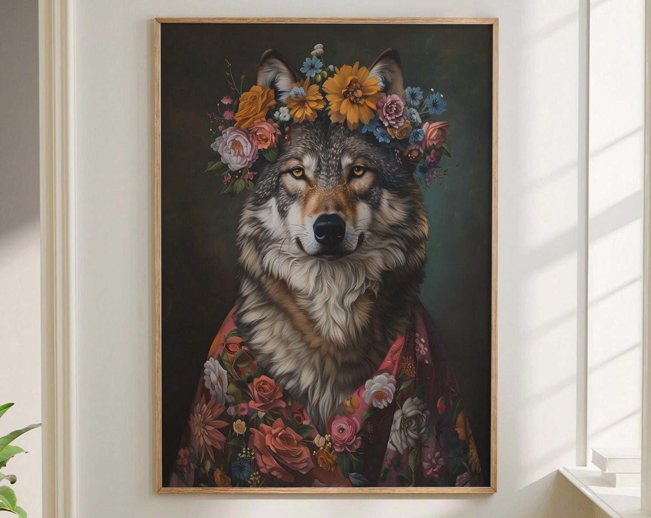 Wolf Funky Animal Portrait Wall Art Print, Eclectic Home Decor ...
