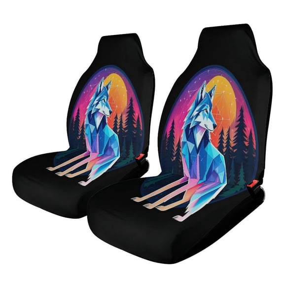 Wolf Galaxy Night Forest Car Seat Covers Front Seats Universal Fit for Cars SUV Truck Auto Interior Accessories