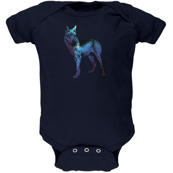 Wolf Galaxy Night Sky Soft Baby One Piece Navy 3-6 M