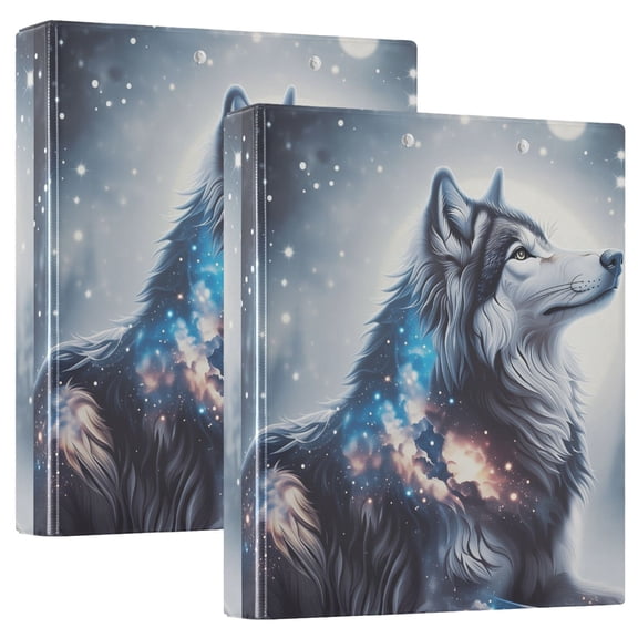 Wolf Galaxy Round Ring Binder 3 Ring 1.5 inch 200 Sheet Clipboard File Folder for School Office