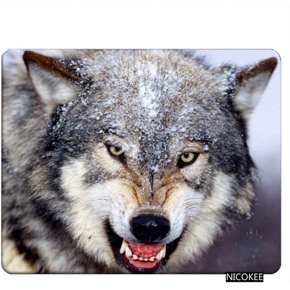 Wolf Gaming Mousepad Angry Wolf in The Snow Mouse Pad Mouse Mat for Computer Desk Laptop Office 9.5 X 7.9 Inch Non-Slip Rubber
