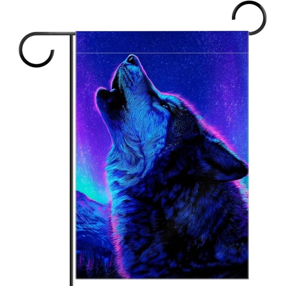 Wolf Garden Flag 12x18 Inch Double Sided Outside, Decorative Yard Flag for Holiday Seasonal Outdoor Decoration