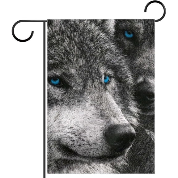 Wolf Garden Flag 12x18 Inch Double Sided Outside, Decorative Yard Flag for Holiday Seasonal Outdoor Decoration