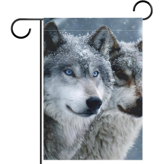 Wolf Garden Flag 12x18 Inch Double Sided Outside, Decorative Yard Flag for Holiday Seasonal Outdoor Decoration