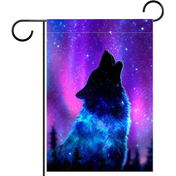 Wolf Garden Flag 12x18 Inch Double Sided Outside, Decorative Yard Flag for Holiday Seasonal Outdoor Decoration