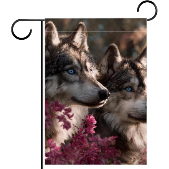 Wolf Garden Flag 12x18 Inch Double Sided Outside, Decorative Yard Flag for Holiday Seasonal Outdoor Decoration