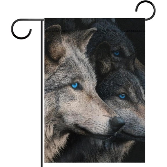 Wolf Garden Flag 12x18 Inch Double Sided Outside, Decorative Yard Flag for Holiday Seasonal Outdoor Decoration