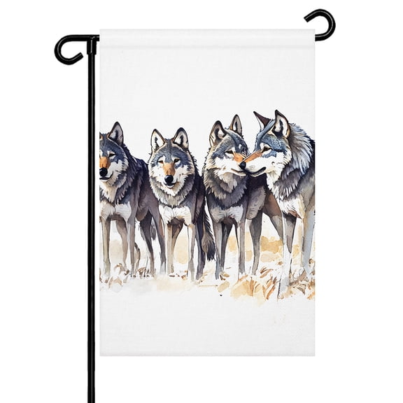 Wolf Garden Flag 12x18 Inch Watercolor Wolf Double Sided Small Decorative Garden Flags for Outside, Outdoor Yard Porch Lawn Decoration
