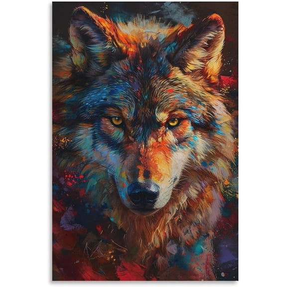Wolf Gaze Canvas Decor Painting Animal Illustration Art Super Realistic Animal Illustration Art Panel Wall Picture Poster Wall Decor Painting Wall Decor Painting 12x16 inch Unframed