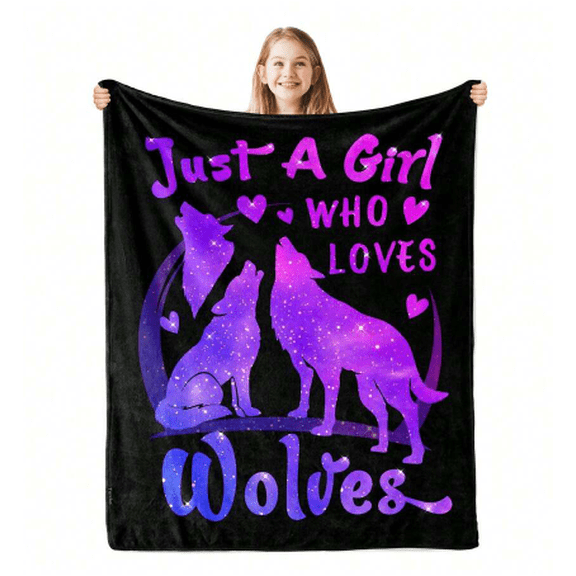Wolf Gift Blanket 50x40in | Wolf Pack Howling Print Plush Flannel, All-Season Animal Print Throw | Cozy Comfort for Cabin Nights & Winter Lounging | Ideal Wolf Themed Gift for Wolf Lovers, Women