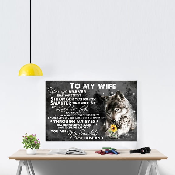 Wolf Gift For Husband To My Wife Poster Wolf Poster Gift for Wolfl lover 16 x 24 Inch Poster