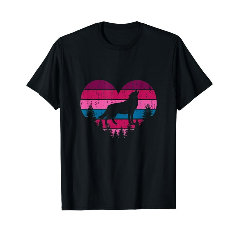 Wolf Girl Valentines Day Vintage T-Shirt Cute Loves Wolves Wolf Girl Valentines Day Vintage T-Shirt Cute Loves Wolves