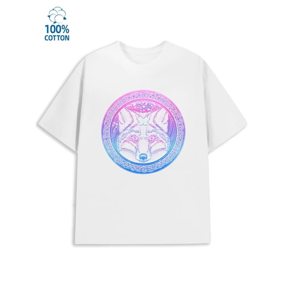 Wolf Graphic Tee men's Wolf 180G 100% Cotton white Wolf Tiger Lion spirit animal Funny Unisex Shirt Short Sleeve tshirts Unique Design Unisex Shirt Graphic Tee tshirts