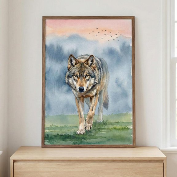 Wolf Grey Woodland Animal Forest Wildlife Nature Timber Illustration Wall Decor Unframed Paper Print