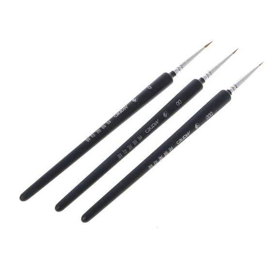 Wolf Hair Paint Brush Set of 3 Miniatures Fine Detailing Drawing Pen Supplies for Scale Model Painting Line Drawing