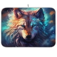 thumbnail image 1 of Wolf Head Blue Dish Drying Mat Dish Drainer Rack Mats Water Absorbent Non-Slip Easy Clean Heat Resistant for Kitchen Counter, 1 of 8