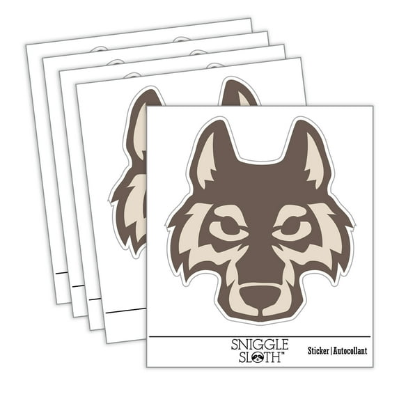 Wolf Head Car Window Bumper Water Bottle Phone Tablet Laptop Waterproof Vinyl Decal Sticker Set 5-Pack - Gloss Finish - 4.0"