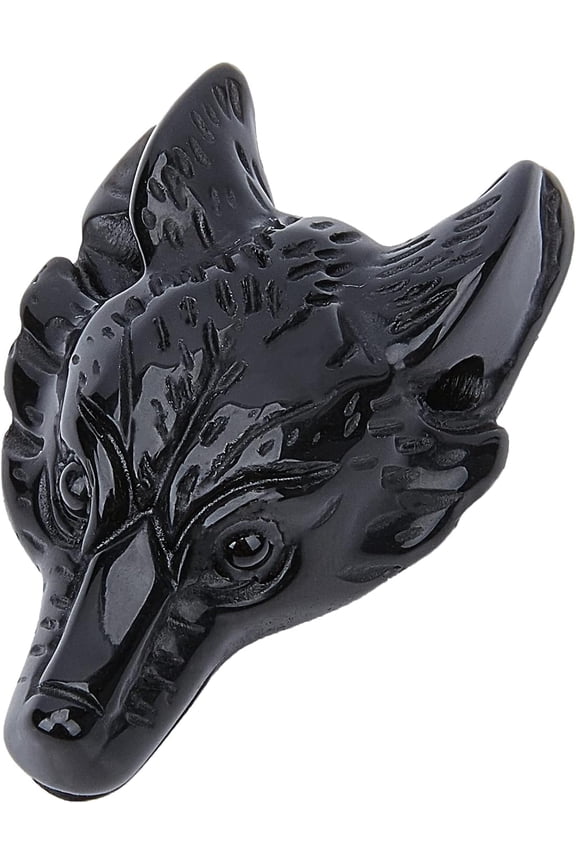 Wolf Head Charms Natural Obsidian Stone Pendants Wolves Statue Hand Carved Gemstone Figurine Pocket Crystals with Hole for Necklaces DIY Jewelry Making Crafts Supplies Mixed color