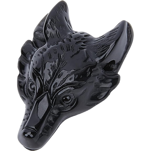 Wolf Head Charms Natural Obsidian Stone Pendants Wolves Statue Hand Carved Pocket Crystals with Hole for Necklaces DIY Jewelry Making Crafts Supplies colorful DIY