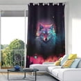thumbnail image 1 of Wolf Head Colorful Blackout Curtain Panels Drapes Privacy Assured with Light Filtering Curtains for Living room Bedroom Bathroom Window, 1 of 6